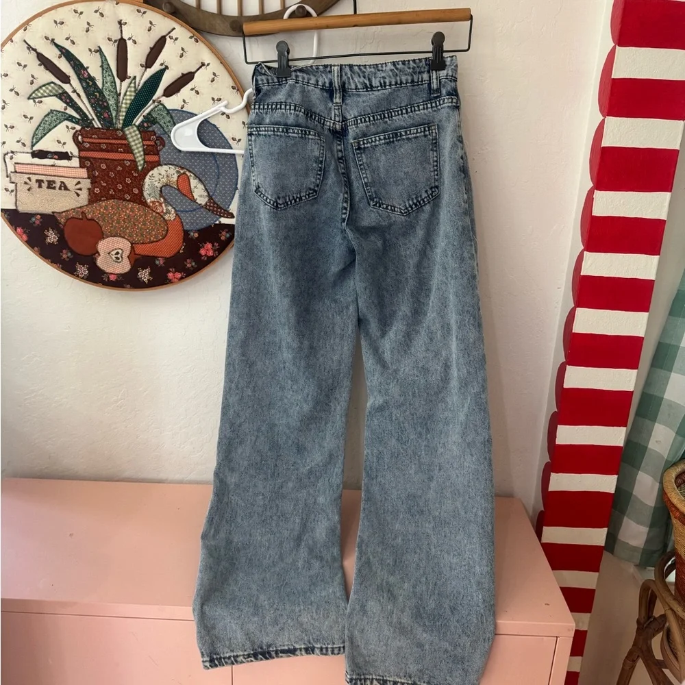 Love Soho size 0 wide leg pink bow denim jeans - Picture 6 of 7